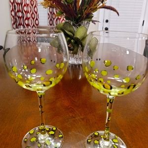 Pair of cheetah wine glasses